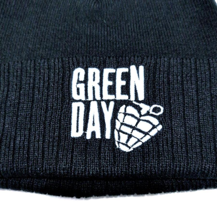 GREEN DAY グリーンデイ ニットキャップ ビーニー ブラック Stacked Logo & Grenade BEANIE HAT 元値 4950円 | MUSIC TEE | 01