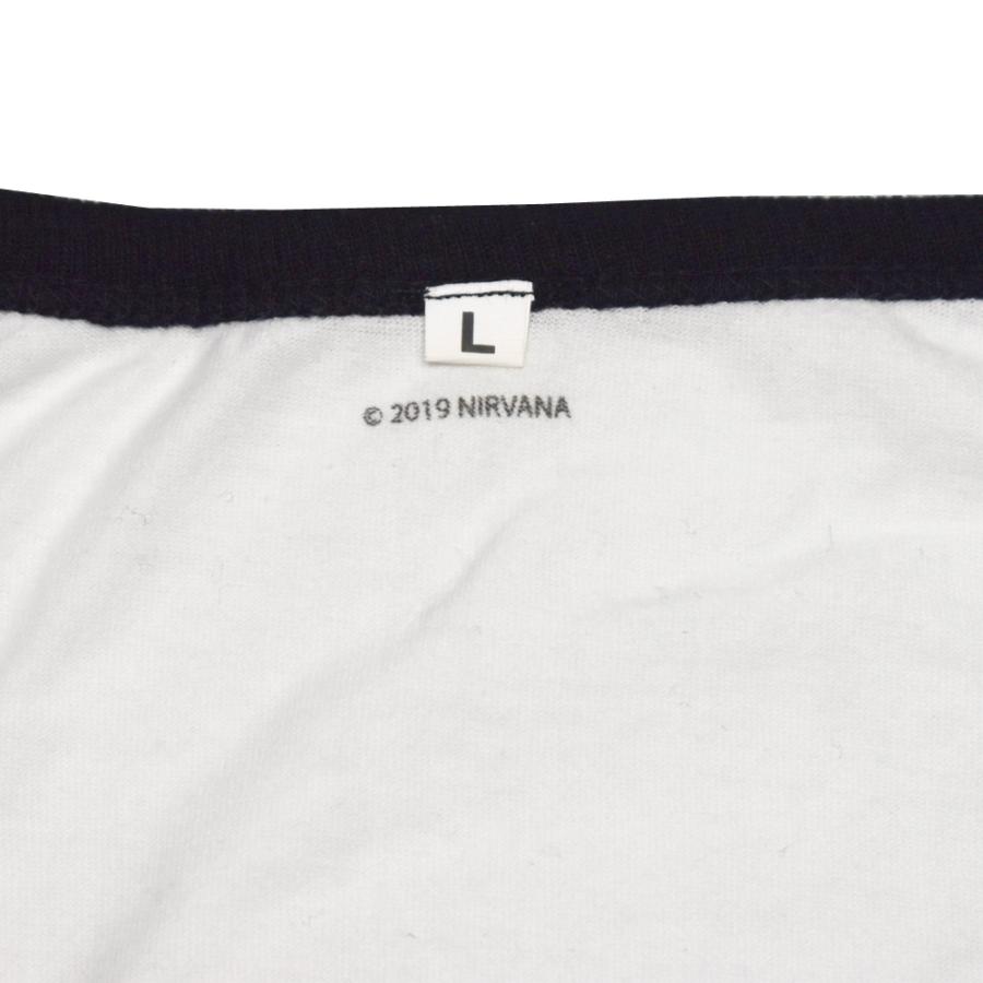 NIRVANA ニルヴァーナ 7分袖 ラグラン Tシャツ バンドTシャツ ホワイト/ブラック TRIANGLE IN UTERO RAGLAN TEE 元値7700円 | MUSIC TEE | 03