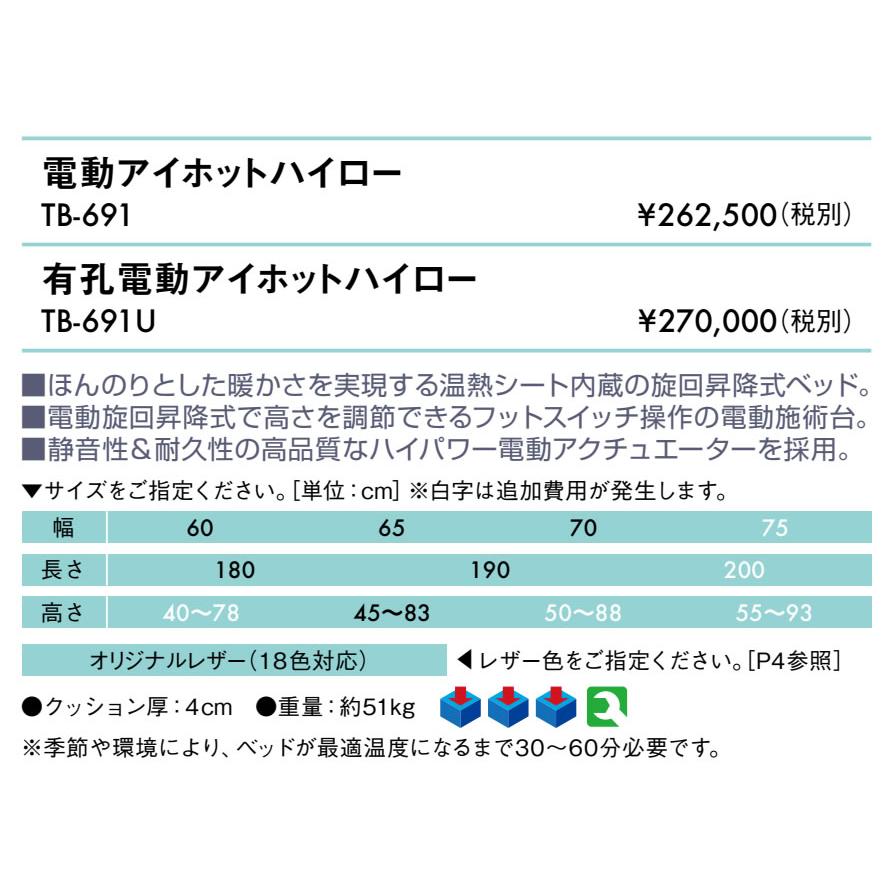 高田ベッド製作所 高田ベッド 無孔電動アイホットハイロー TB