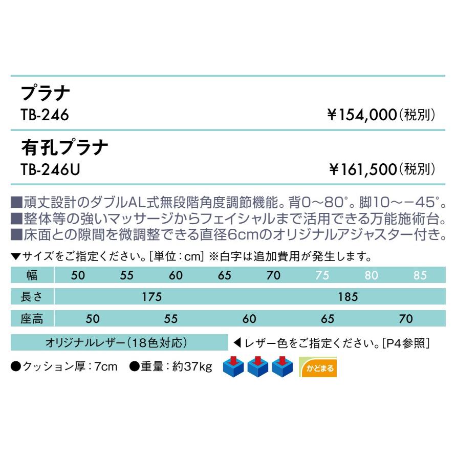 高田ベッド製作所 高田ベッド 無孔プラナ TB-246 フェイシャルベッド 