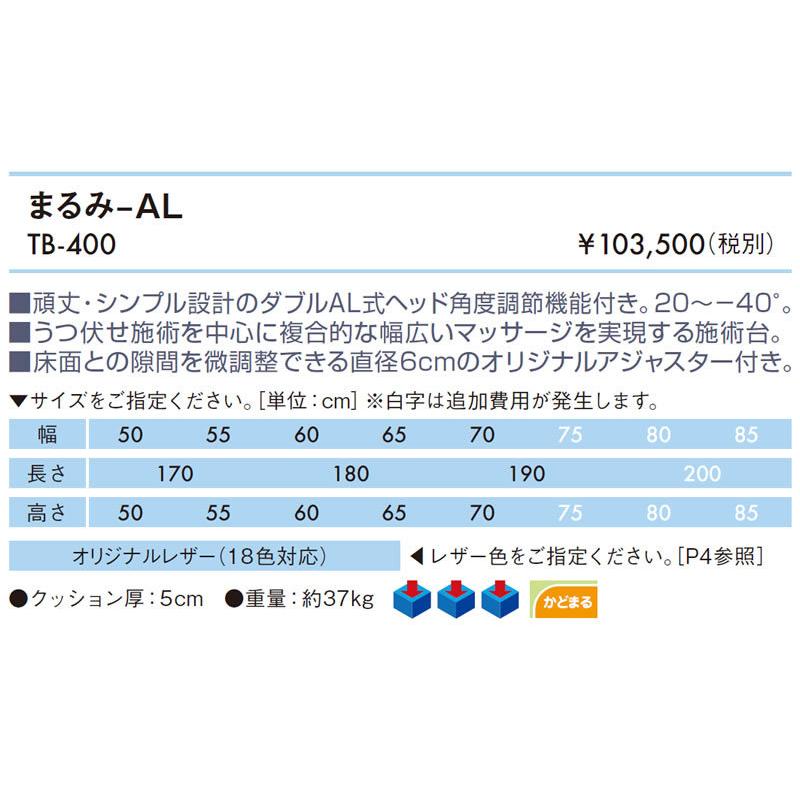 高田ベッド まるみ−ＡＬ TB-400 マッサージベッド 施術 整体 治療用 医療用 診察台 鍼灸院 病院｜embassyco｜02