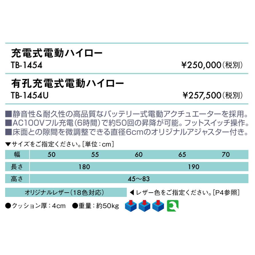 高田 有孔電動ハイローベッド 幅70×長さ180×高さ45