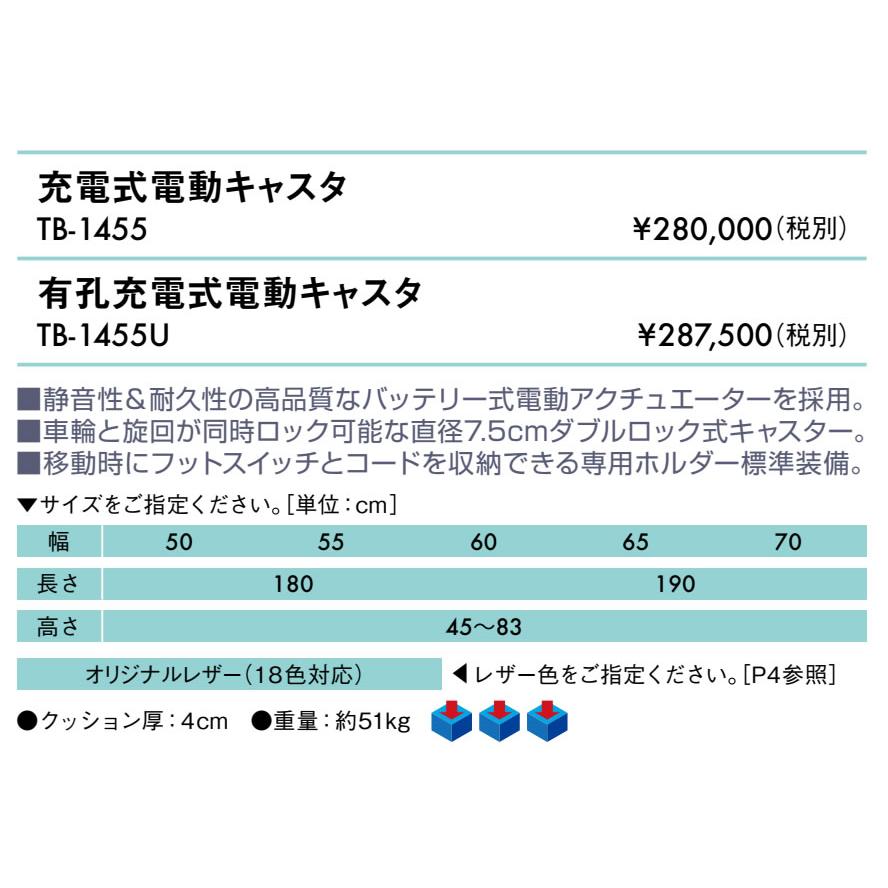 高田ベッド製作所 高田ベッド 無孔電動ハイローベッドキャスター＆充電