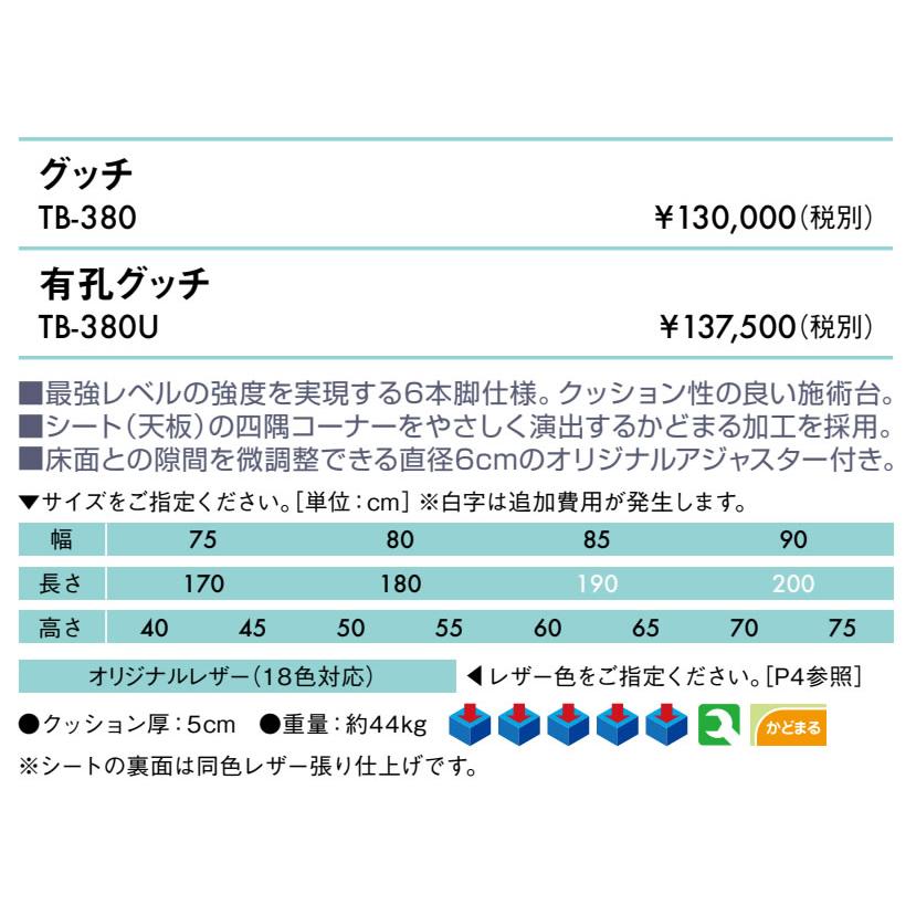 高田ベッド製作所 高田ベッド 無孔グッチ TB-380 マッサージベッド