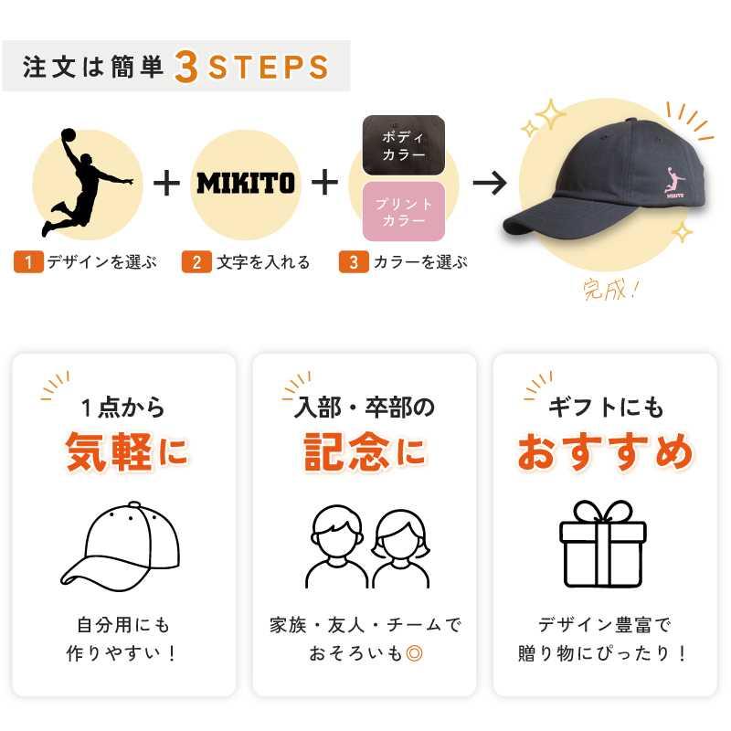 りんご 名入れ キャップ コットンツイル ローキャップ 帽子 : EMBLEM