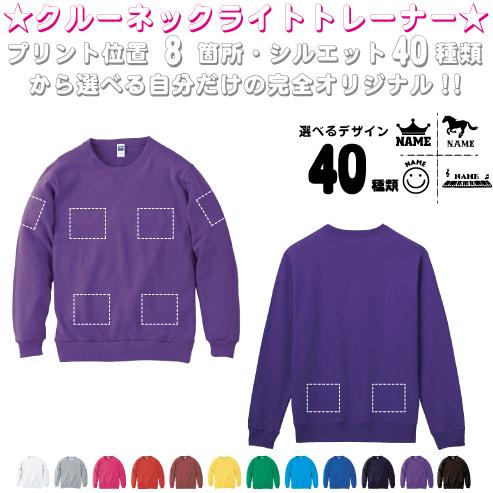 デザイン1」選べるプリント箇所名入れ/名入れクルーネックライト