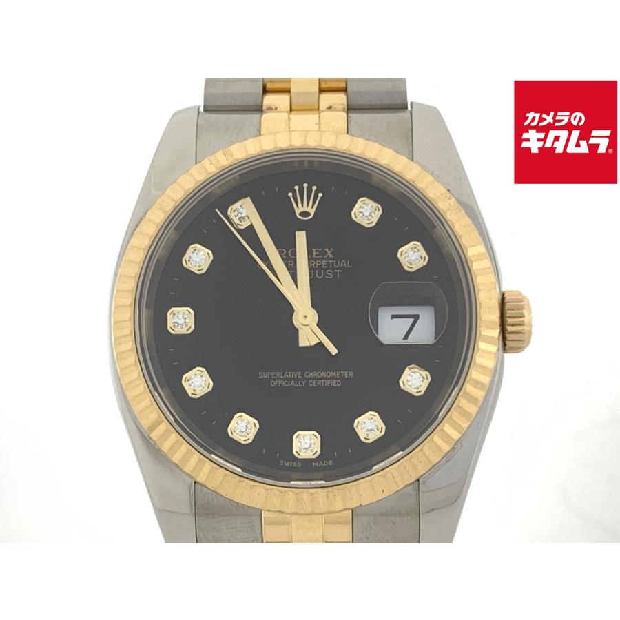 ロレックス ROLEX デイトジャスト36 116233G ブラック ゴールド/ステンレススチール 自動巻き メンズ 腕時計 中古】 【美品】 ロレックス(ROLEX) デイトジャスト 36 ブラック