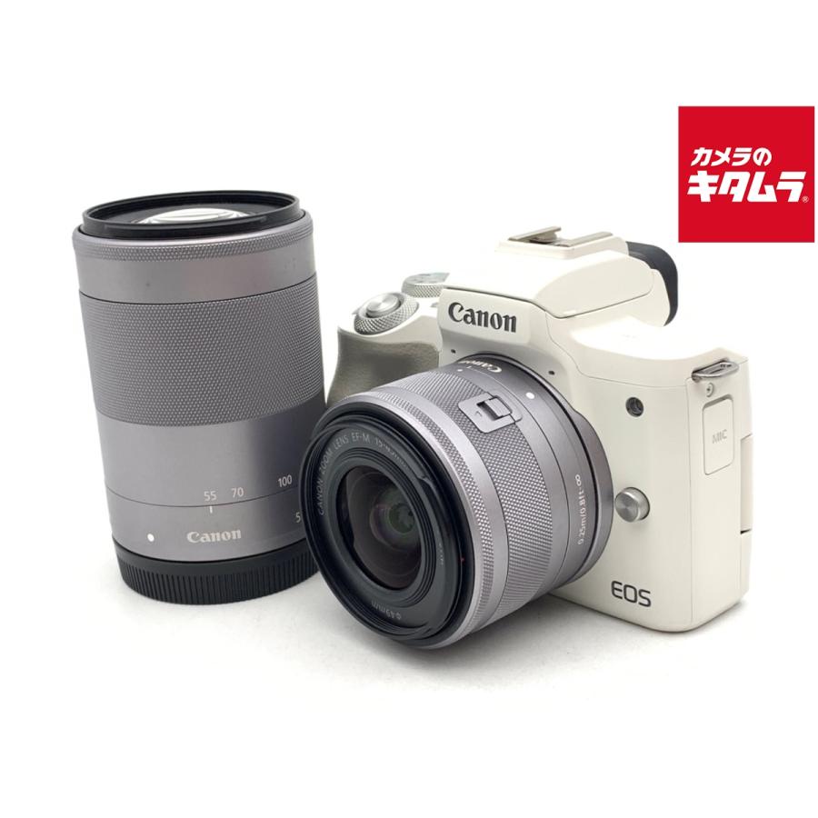 Canon EOS KISS M2/ダブルズームキット/ホワイト/未使用に近い 中古】 【並品】 キヤノン EOS Kiss M2 ダブルズームキット ホワイト