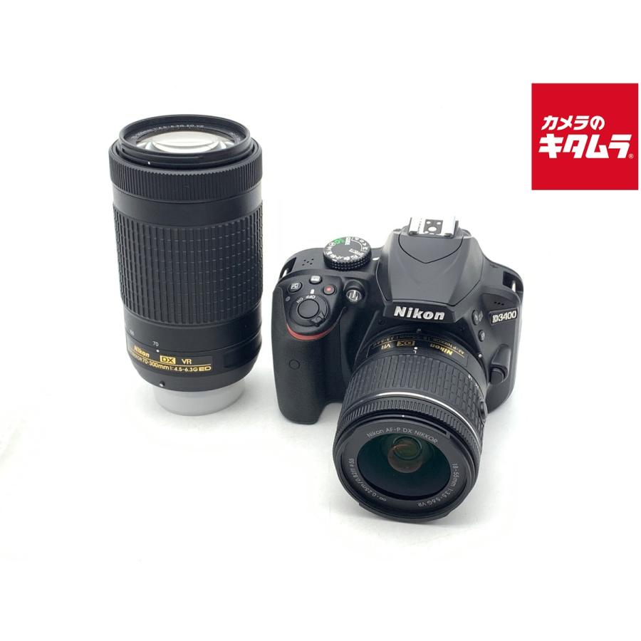 中古】 【並品】 ニコン D3400 ダブルズームキット ブラック : カメラ 