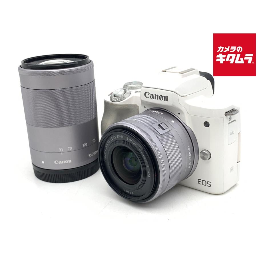 【Takayama】中古EOS Kiss M ホワイト ダブルズームキット 中古】 【良品】 キヤノン EOS Kiss M ダブルズームキット ホワイト