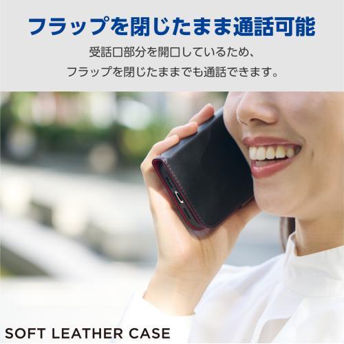 エレコム PM-A23CPLFYBK ソフトレザーケース 手帳型 ステッチ ブラック（iPhone 15 Pro用）｜emedama｜02