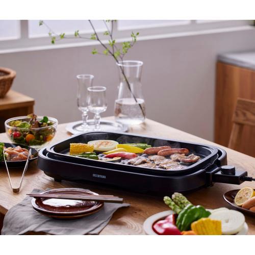 アイリスオーヤマ IHA-A30-B 網焼き風ホットプレート 3枚プレートブラック 新生活 焼肉 たこ焼き お好み焼き ギフト プレゼントの画像