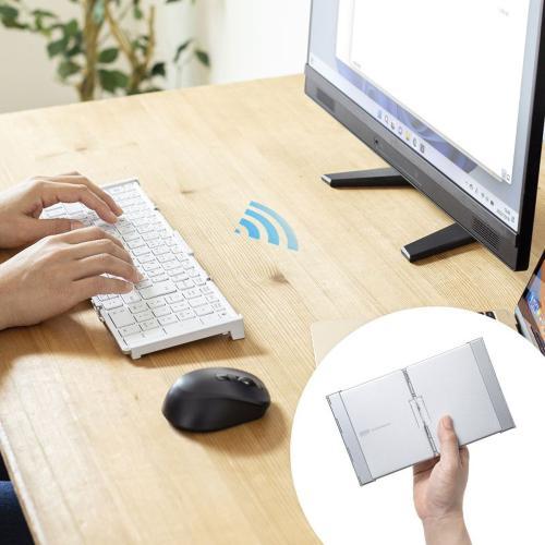 サンワサプライ SKB-BT35W Bluetooth折りたたみフルキーボード（ホワイト）の画像