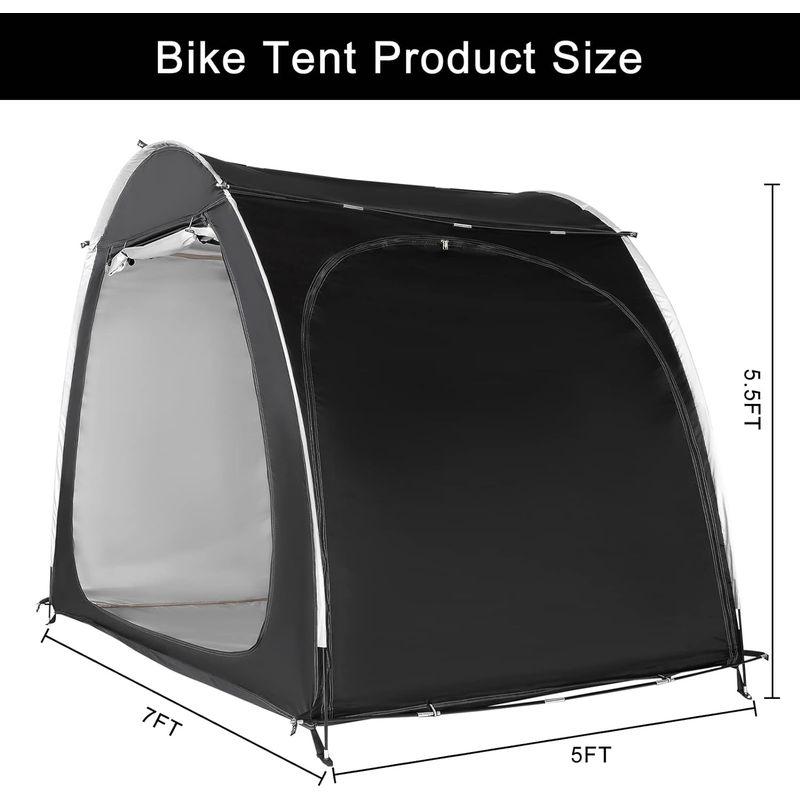 自転車テント 自転車4台用 防水 自転車収納 両面開き 大型自転車テント 210Dコーティング シルバー 防水 防塵 ポータブル 折りたたみ - 5