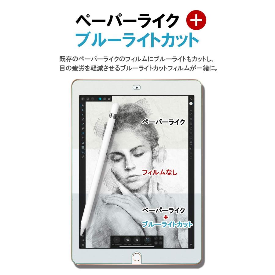 iPad 9.7 フィルム iPad9.7 保護フィルム ブルーライト ペーパーライク ブルーライトカット フィルム 日本製 アンチグレア YFF｜emi-direct｜03