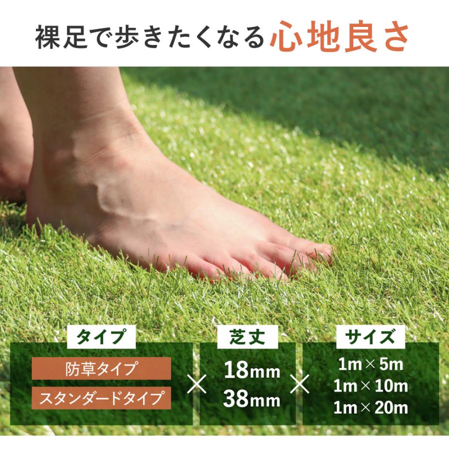 「最安値挑戦中」選べる 人工芝 DIY マット ロール 1 × 1 から 10 m 芝丈18mm 敷くだけ 下地 ピン付 おしゃれ パイクスピーク | PYKES PEAK | 01