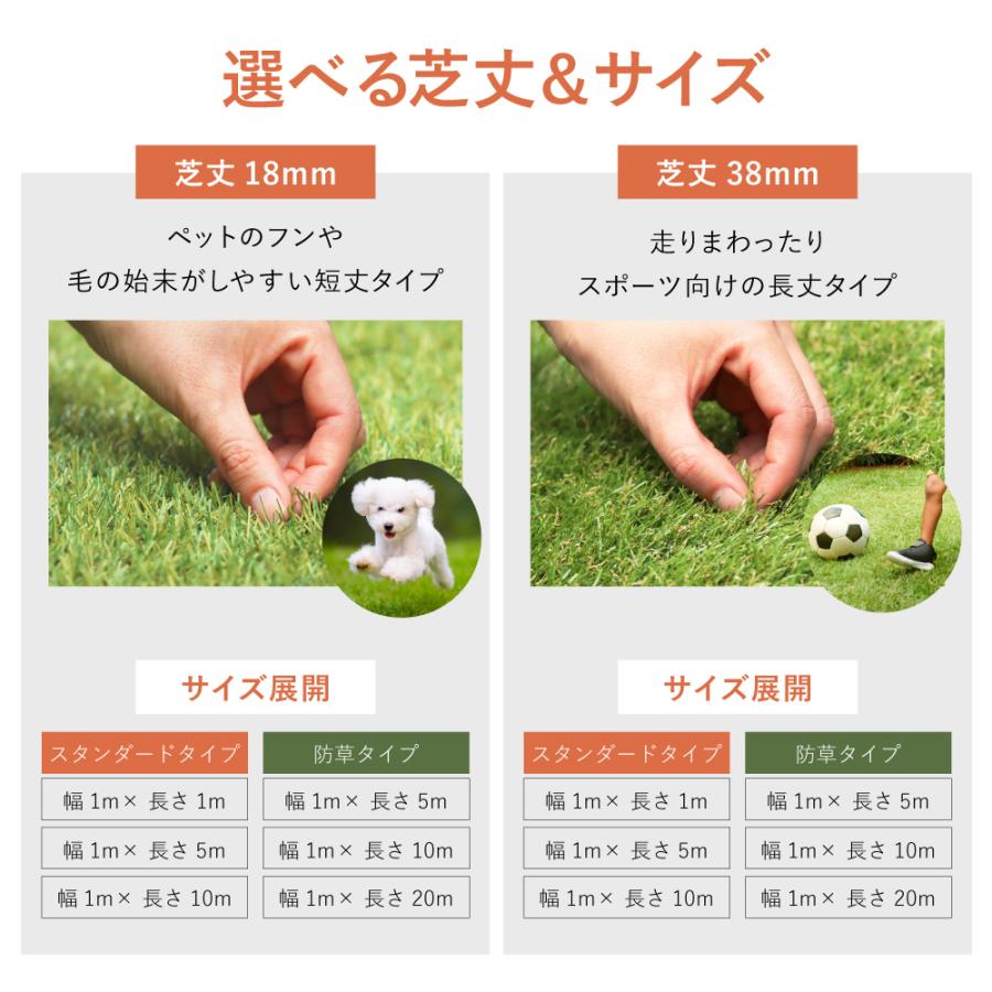 「最安値挑戦中」選べる 人工芝 防草タイプ ロール 1 × 5 から 20 m 芝丈38mm 敷くだけ 下地 マット DIY ピン付 おしゃれ パイクスピーク | PYKES PEAK | 14