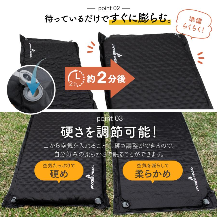 【防災】 シングルインフレーターマット3枚VISIONPEAKS6cm【車中泊】 PYKES PEAK スリーピングインフレーターマット 選べる 車中泊