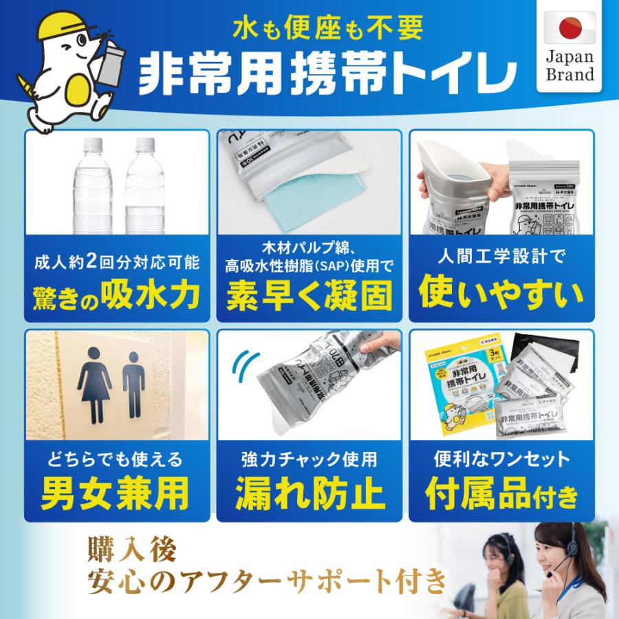 「最安値挑戦中」携帯トイレ 3枚 セット 簡易 非常用 ポータブル 防災士推奨 防災 グッズ 凝固剤 排便袋 持ち運び パイクスピーク_17
