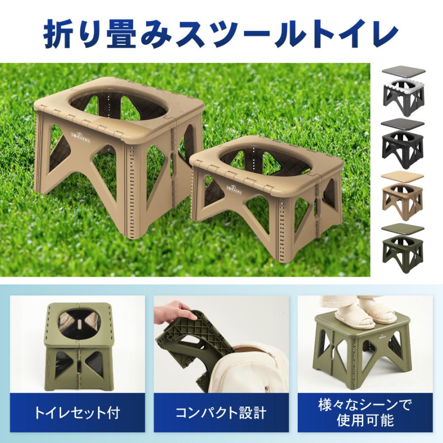 簡易トイレ 選べる サイズ スツール セット 防災 踏み台 救急トイレ 折りたたみ おしゃれ 介護用 非常用 緊急 携帯 おしゃれ パイクスピーク | PYKES PEAK | 09