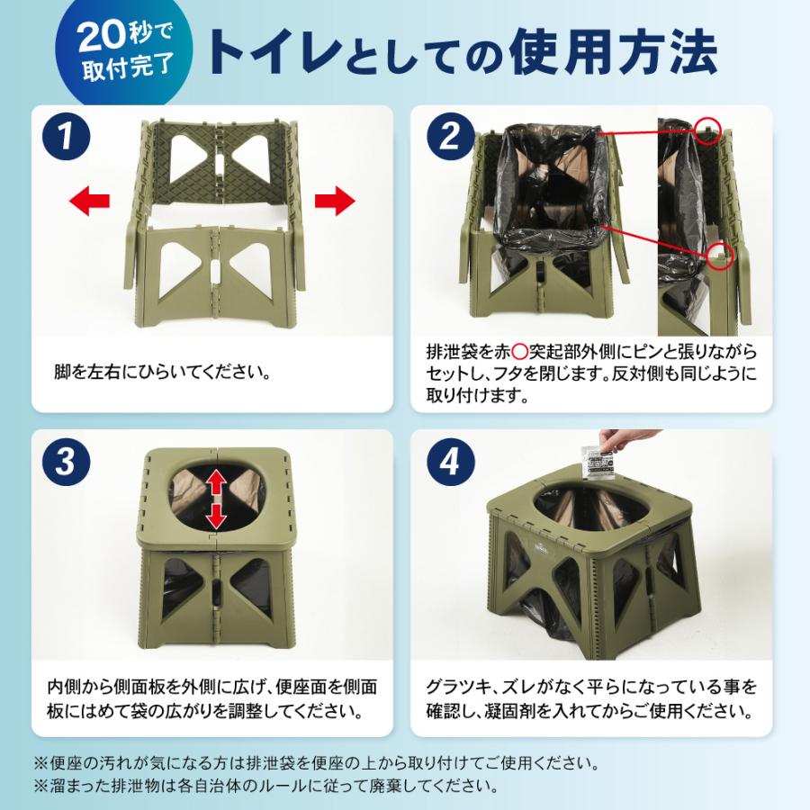 簡易トイレ 選べる サイズ スツール セット 防災 踏み台 救急トイレ 折りたたみ おしゃれ 介護用 非常用 緊急 携帯 おしゃれ パイクスピーク | PYKES PEAK | 13