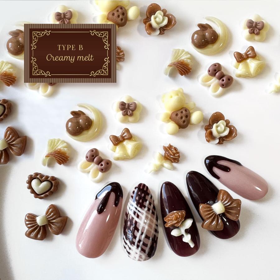 ネイルパーツ バレンタイン チョコ くま ハート リボン フラワー