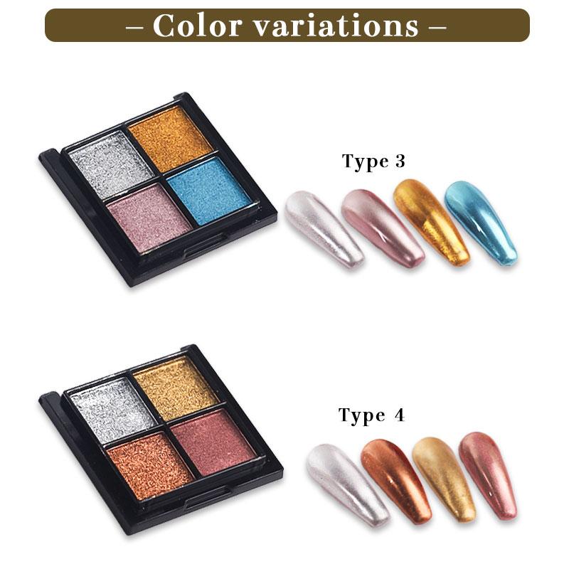 ネイルアート ミラーパウダー 4色パレット 全6種類 ネイル