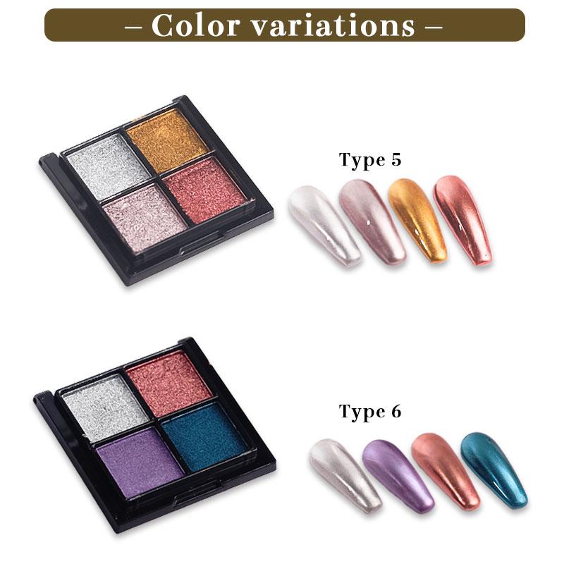 ネイルアート ミラーパウダー 4色パレット 全6種類 ネイル