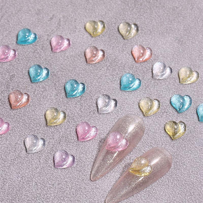 ネイルパーツ うるつや カラフルハート 3種類 ぷっくり ハート