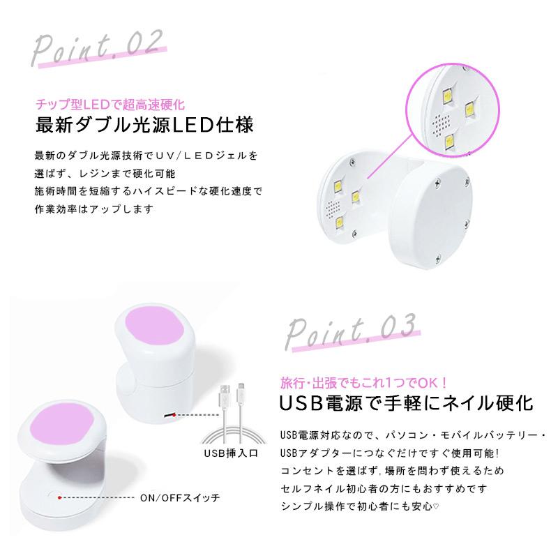 ワンハンド ネイルライト LED UVライト USB給電 16W ダブル光源 高速