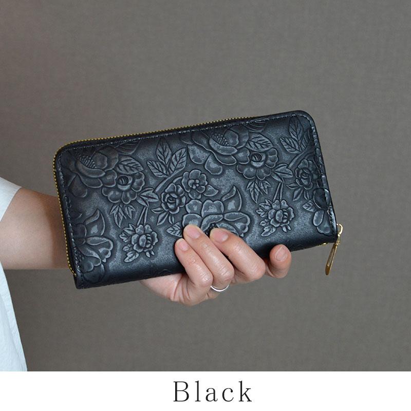 長財布 財布 花柄 フラワー レディース チャック ファスナー ブラック ギフト 長財布 財布 花柄 フラワー レディース チャック ファスナー ブラック