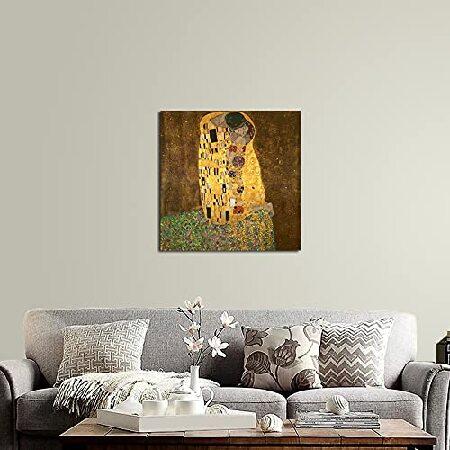 （24x24inch（60x60cm）、ゴールド）-Wieco Art Canvas Print the Kiss the Kiss by Gustav Klimt Paintings Modern Canvas Wall Art｜emiemi｜04