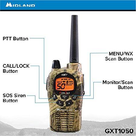 Midland GXT1050VP4 Long Range Walkie Talkie - 50 Channel GMRS Two  