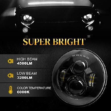 日本国内正規品 Lampara LED negra de 7 pulgadas aprobada por Dot + luz antiniebla LED de 4 pulgadas， compatible con jeep Ranger 97-2017 JK TJ LJ