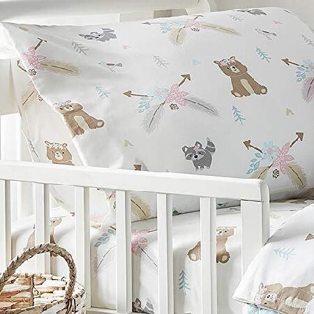 【限定製作】 Levtex Baby Malia Floral Pink， Teal， White - 5PC Toddler Set - Kids Bedding - Reversible Quilt， Fitted Sheet， Flat Sheet， Standard Pillow Case， Decora