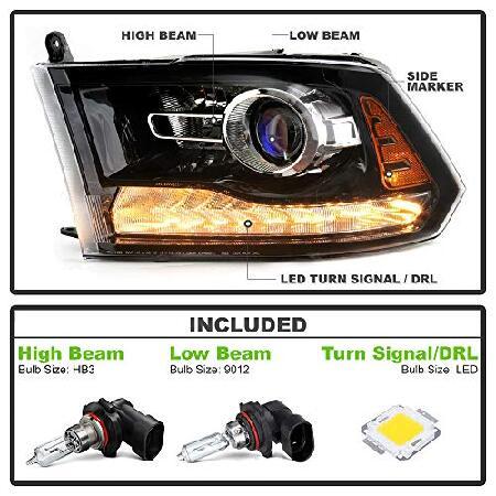 ACANII - 2013-2018年式 ダッジ・ラム 1500 2500 3500 ブラックハウジングプロジェクターヘッドライト ヘッドランプ アセンブリ ドライバー＆助手席用｜emiemi｜02
