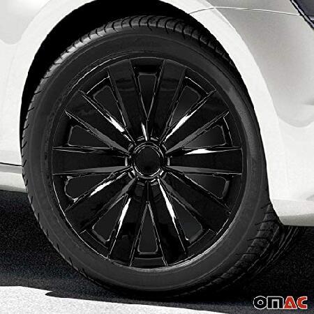 OMAC　Wheel　Rim　Cover　Exterior　Auto　Caps,　Replacement　16　Hubcaps,　Pieces　inches,　Set,　Tire　Black