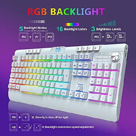 お手頃 Wireless Gaming Keyboard and Mouse Combo with Rainbow LED Backlit Rechargeable 4000mAh Battery Mechanical Ergonomic Waterproof Dustproof 7 Color Mice