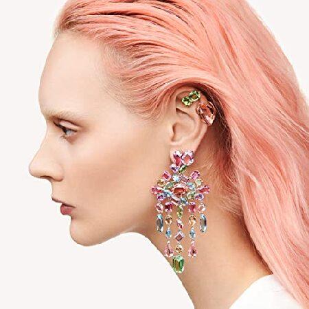 正規品を安く購入 Swarovski Gema Stud Pierced Earrings， with Pink Teardrop Cut Swarovski Crystal on Rhodium-Finish Setting， Part of the Swarovski Gema Collection