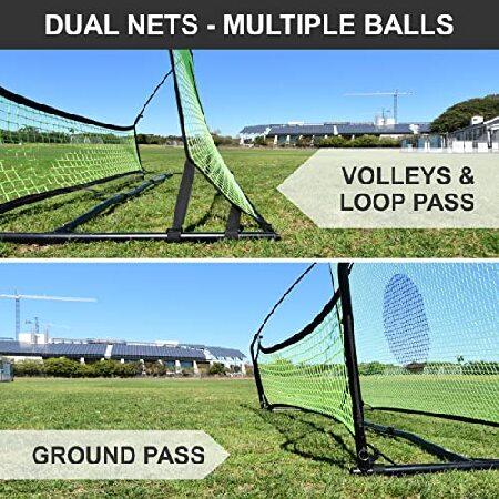 QUICKPLAY サッカーテクカーズ トレーナー | 究極の2ネットポータブルサッカーリバウンダー 