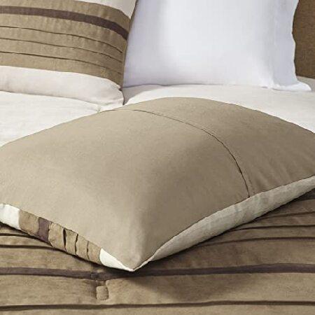 Madison Park Merie Comforter Set-Luxury Faux Suede Design, Striped Accent, All Season Down Alternative Bedding, Matching Shams, Decorative Pillow, Ful｜emiemi｜05