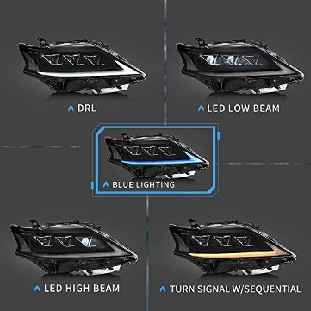 VLAND Led Headlights Compatible with Lexus RX270/ RX300 2013-2015, RX350 2014-2015 Third Generation (AL10) w/Clear Reflector w/Sequential w/Blue Breat｜emiemi｜02