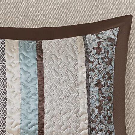 Madison Park Princeton Quilt Set Luxurious Jacquard Stripes Design - All Season Bedspread Lightweight Bedding Layer, Shams, Decorative Pillow, Queen(1｜emiemi｜06