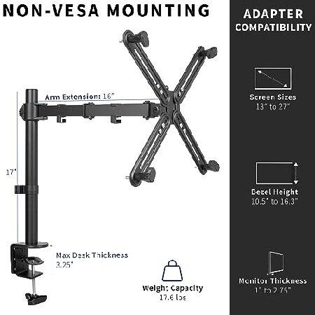 VIVO 非VESAシングルモニターアームデスクマウント VESAアダプターブラケット付き 最大27インチのLCD LEDスクリーンに対応 VESA穴なし Cクランプ付き グロメット｜emiemi｜03