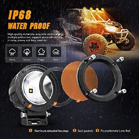 アウトレット店舗 Nilight Motorcycle Led Pods Amber Fog Lights 2PCS 3Inch Yellow round led offroad Built-in EMC Driving Lights w/ 18AWG DT Wiring harness Kit for Motorb