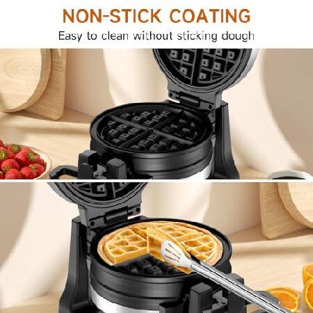 Waffle Maker, Double Belgian Waffle Maker 180°Flip, 1400W Waffle Iron 8 Slices, Rotating ＆ Nonstick Plates with Removable Drip Tray for Easy Clean,｜emiemi｜05