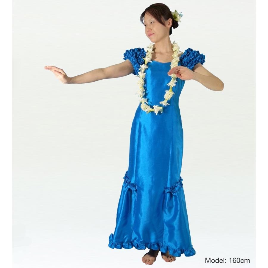 フラダンス　ドレス フラドレス シャンタン ブルー Sサイズ 1013blS : emika - 通販