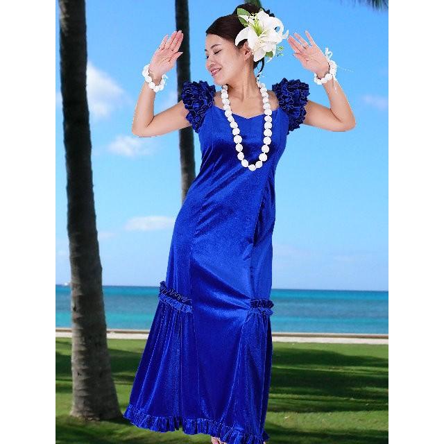 フラダンス ムームー ドレス ベルベット ブルー Sサイズ 1078blS |  | 01