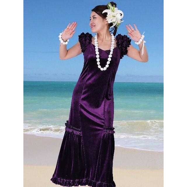 フラダンス ムームー ドレス ベルベット パープル Fサイズ 1078pF |  | 01