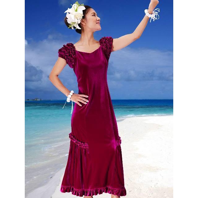 フラダンス ムームー ドレス ベルベット ワイン LLサイズ 1078wiLL |  | 01